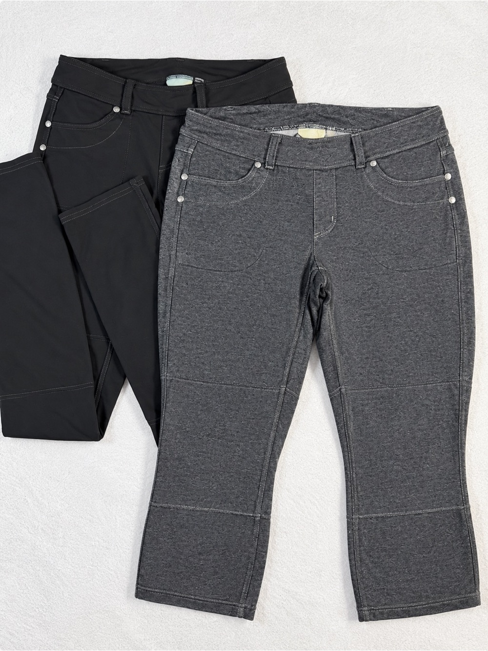 Athleta Jeggings Pants Bundle! XS Black Full Length & Small Faux Denim Capris